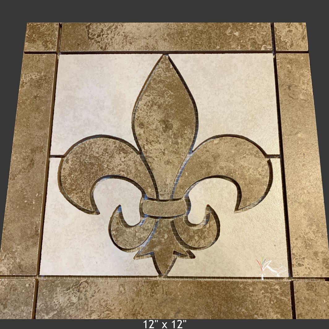 Square Ceramic Fleur de Lis Backsplash / Tile Floor Medallion