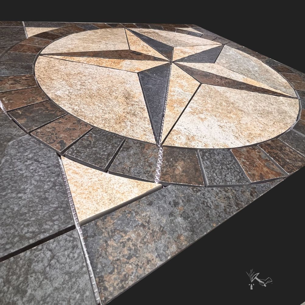 24" Slate Look Porcelain Texas Star Medallion