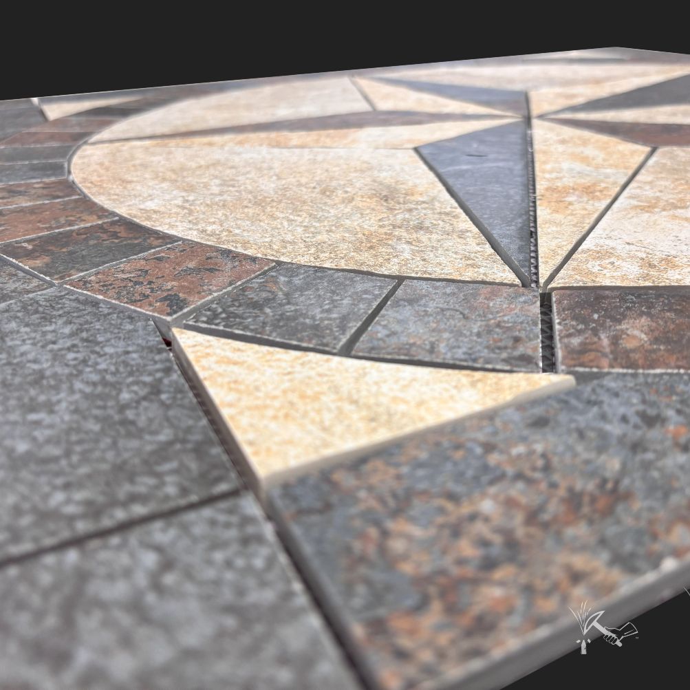 24" Slate Look Porcelain Texas Star Medallion