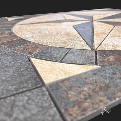 24" Slate Look Porcelain Texas Star Medallion