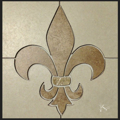 Decorative porcelain Fleur de Lis tile insert / medallion