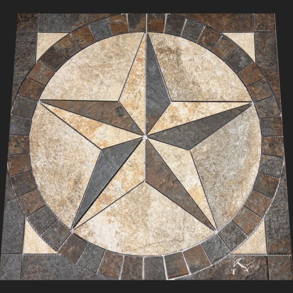 24" Slate Look Porcelain Texas Star Medallion