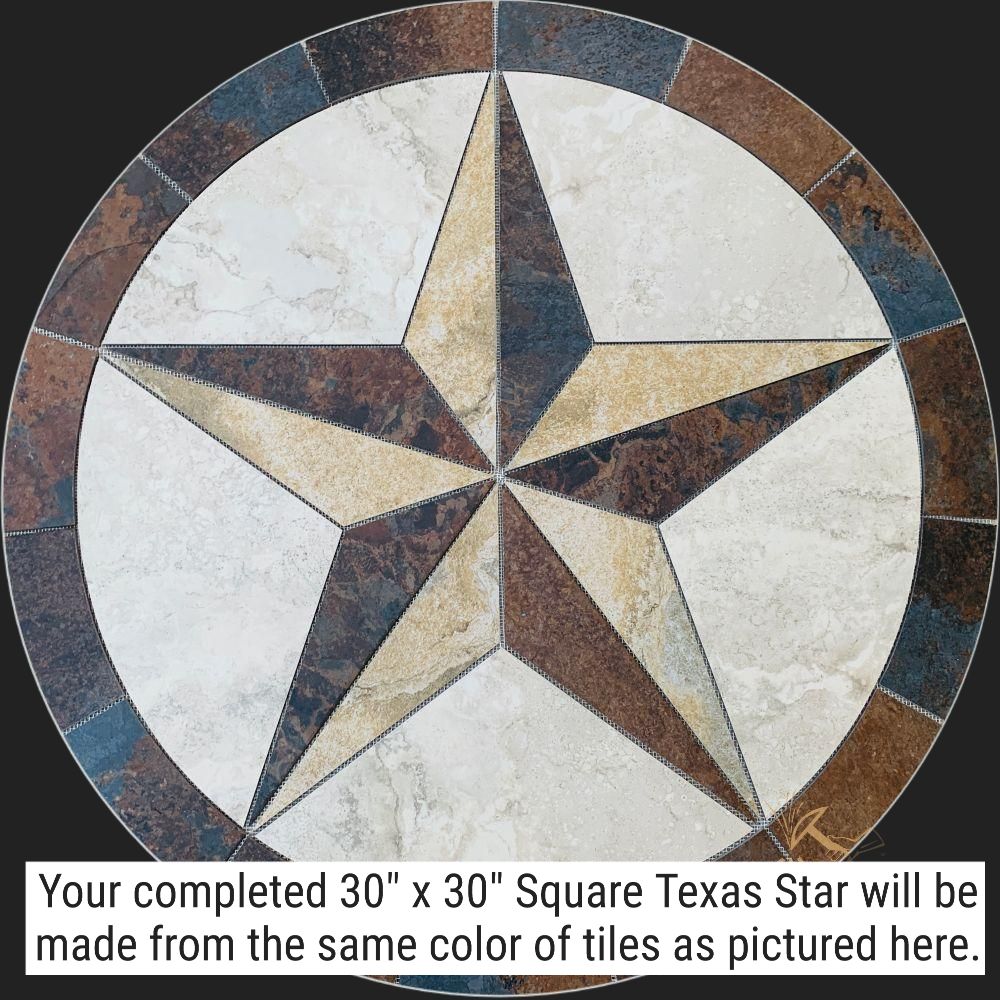 Custom 30" Square Porcelain Tile Texas Star Medallion for Mary