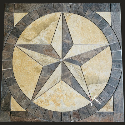 Custom 30" Square Porcelain Tile Texas Star Medallion for Mary