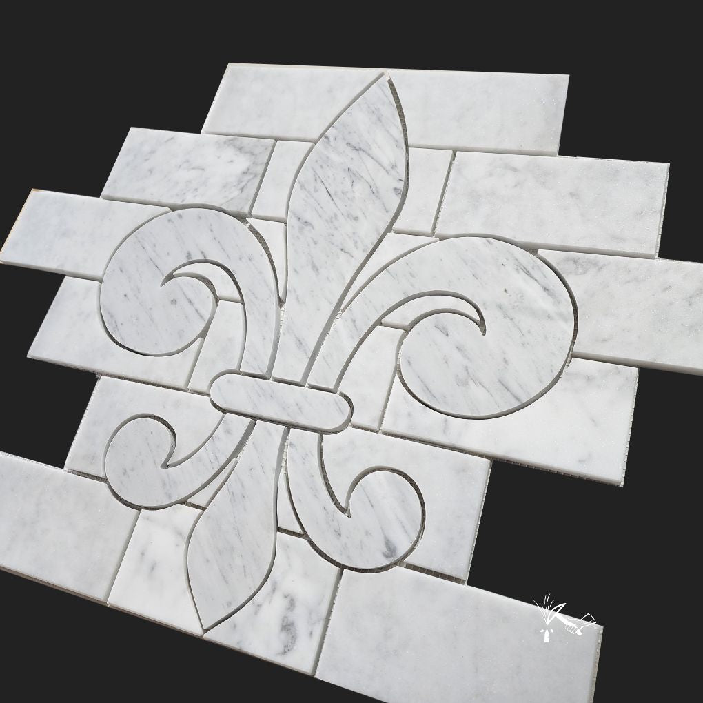 Fleur de Lis Marble Brick Insert