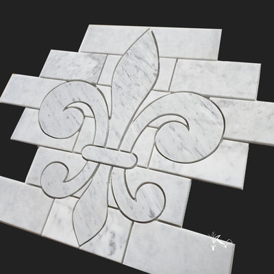 Fleur de Lis Marble Brick Insert