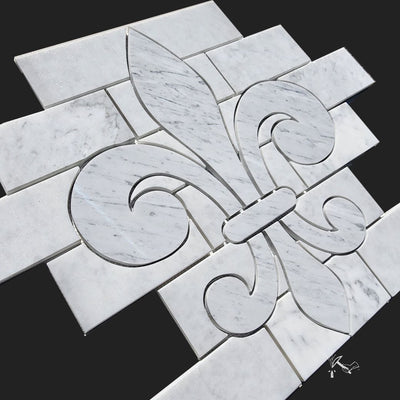 Fleur de Lis Marble Brick Insert