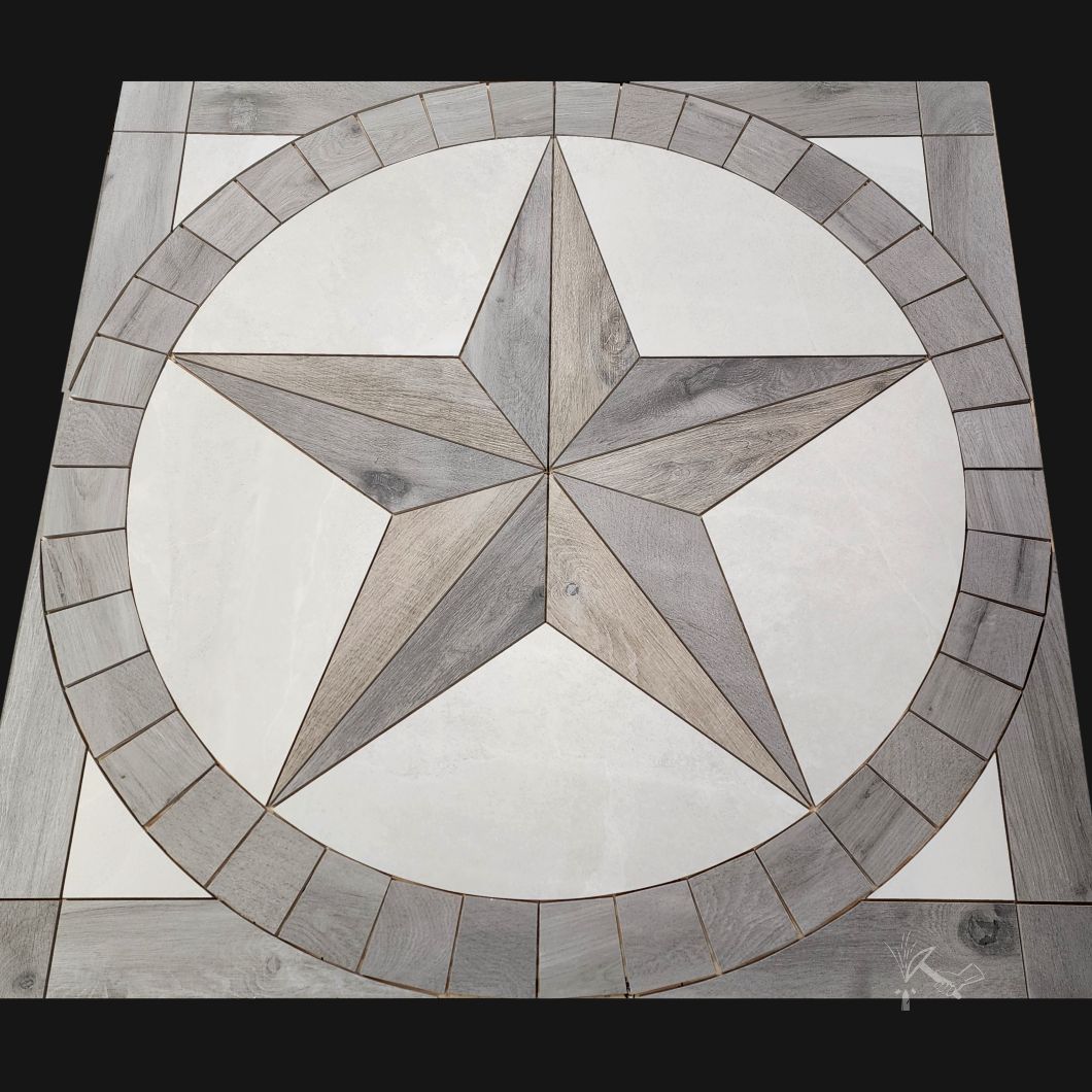 Texas Star Floor Medallion - Wood Look Porcelain Tile