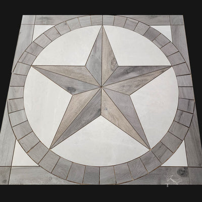 Texas Star Floor Medallion - Wood Look Porcelain Tile