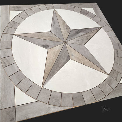 Texas Star Floor Medallion - Wood Look Porcelain Tile