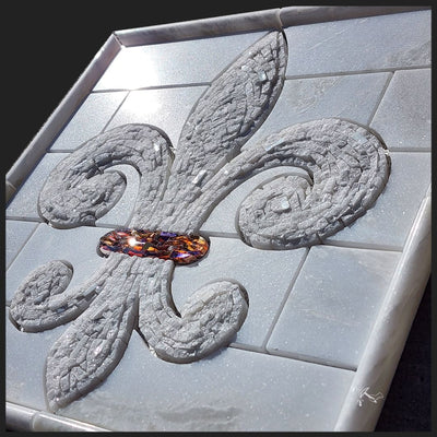 Mosaic Stone Fleur de Lis (Elegance Style) Tile Medallion