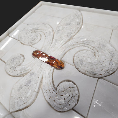 Mosaic Stone Fleur de Lis (Elegance Style) Tile Medallion