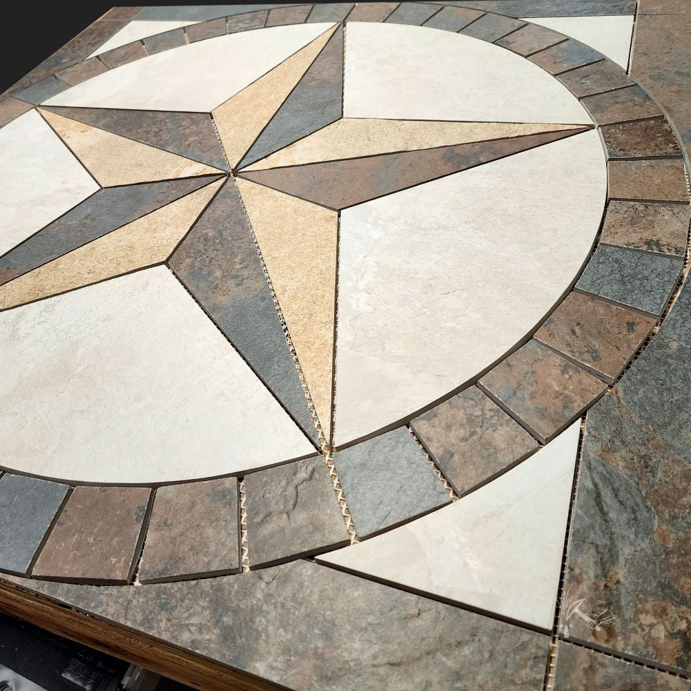 Texas Star Floor Medallion - Made from Slate Look Porcelain Tile