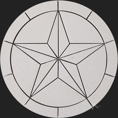 Round Texas Star Medallion made from white ceramic tile resembling concrete