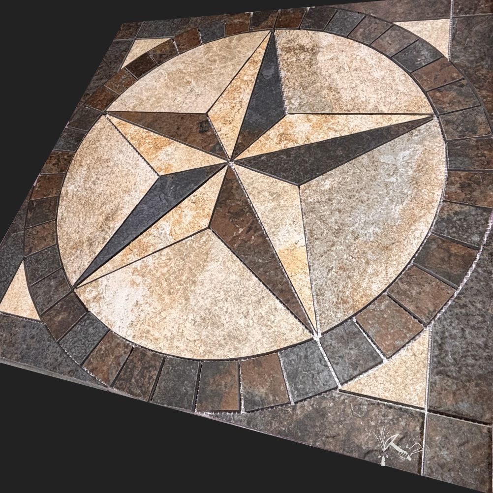 24" Slate Look Porcelain Texas Star Medallion
