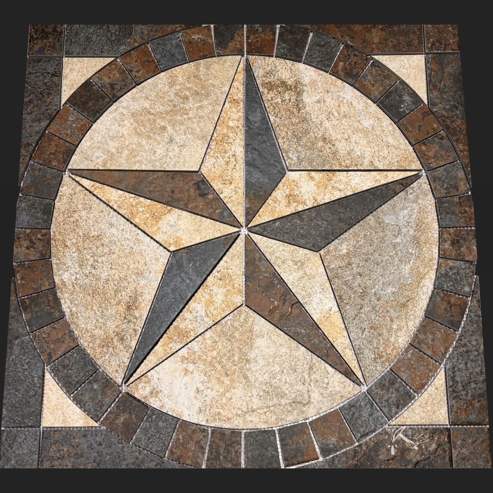 24" Slate Look Porcelain Texas Star Medallion