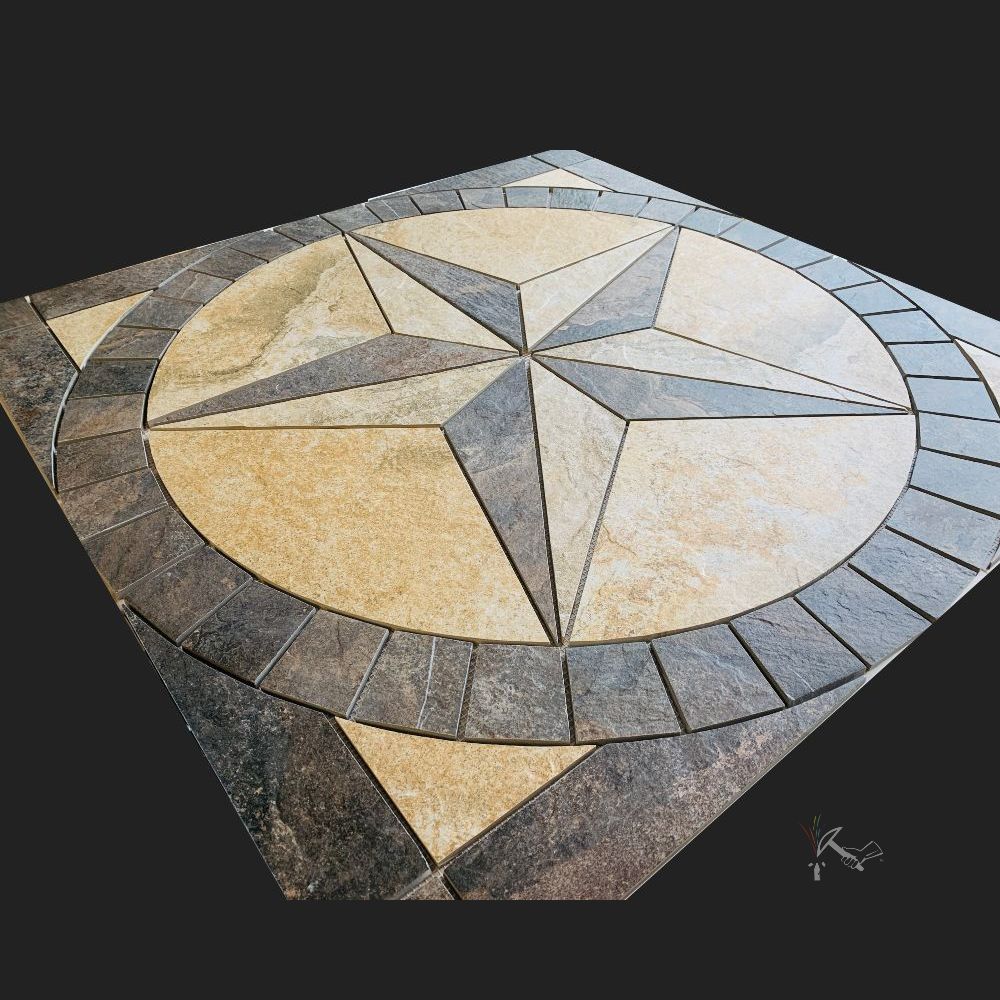 Dark All-Porcelain Tile Texas Star Floor Medallion