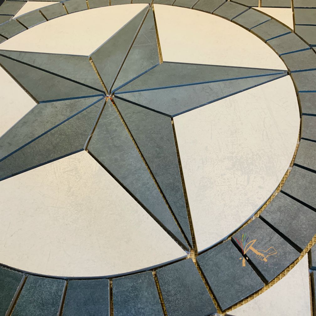 Blue and Gray Texas Star Medallion for installation as backsplash or flooring.