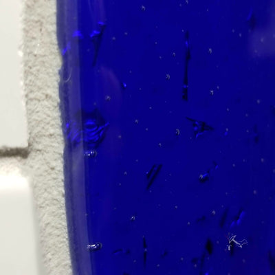 Blue Glass Palmette Styled Fleur de Lis Backsplash