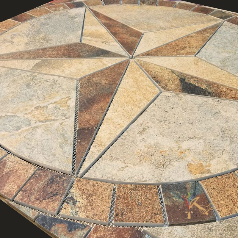 Texas Star Tile floor medallion custom made from porcelain tile.