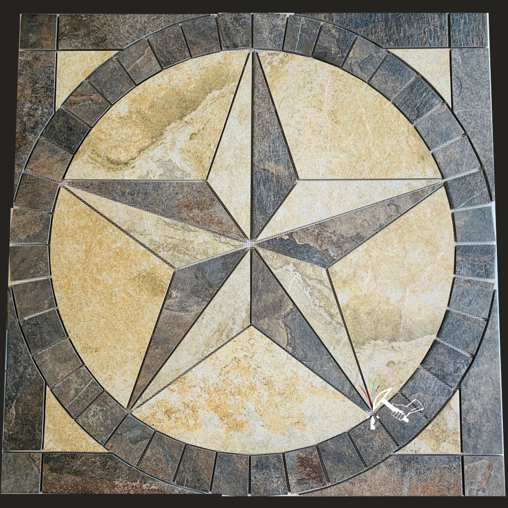 Dark All-Porcelain Tile Texas Star Floor Medallion