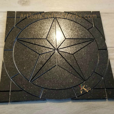 Granite Tile Texas Star Medallion (Black Galaxy)