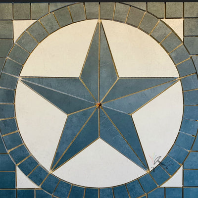 Dark Indigo Blue Texas Star Medallion made from italian porcelain tile.