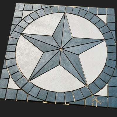 Dark Indigo Blue Texas Star Medallion pictured in sunlight.