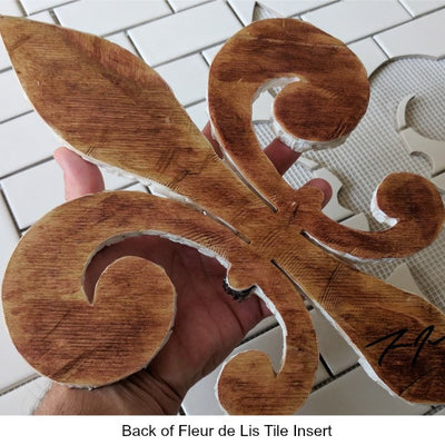 Backside of Fleur de Lis Tile Insert made by Artisan Crafted Works.