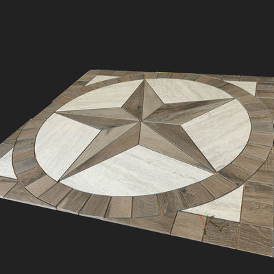 Woodland Brown Texas Star Tile Insert crafted with Wood Look Plank Porcelain tile