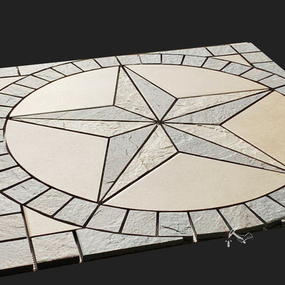 Dark Porcelain and Ceramic Tile Texas Star Floor Medallion