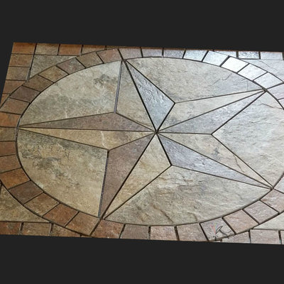 Texas Star Tile floor medallion made with slate porcelain tile