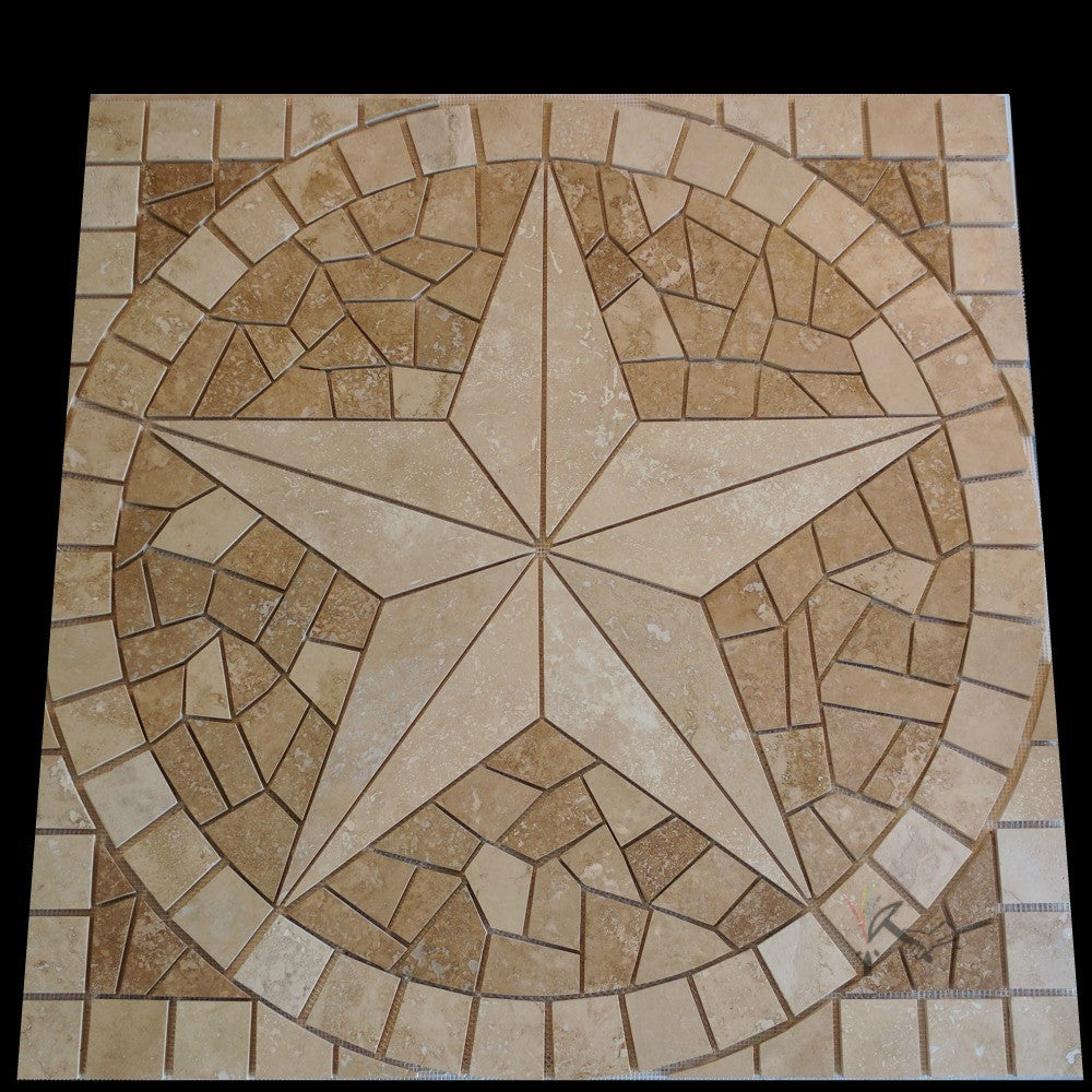 Travertine Tile Mosaic Texas Star Medallion