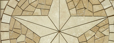 Travertine Texas Star Tile Floor Mosaic Medallion