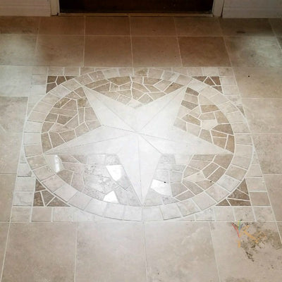 Travertine Tile Mosaic Texas Star Medallion – Artisan Crafted Works
