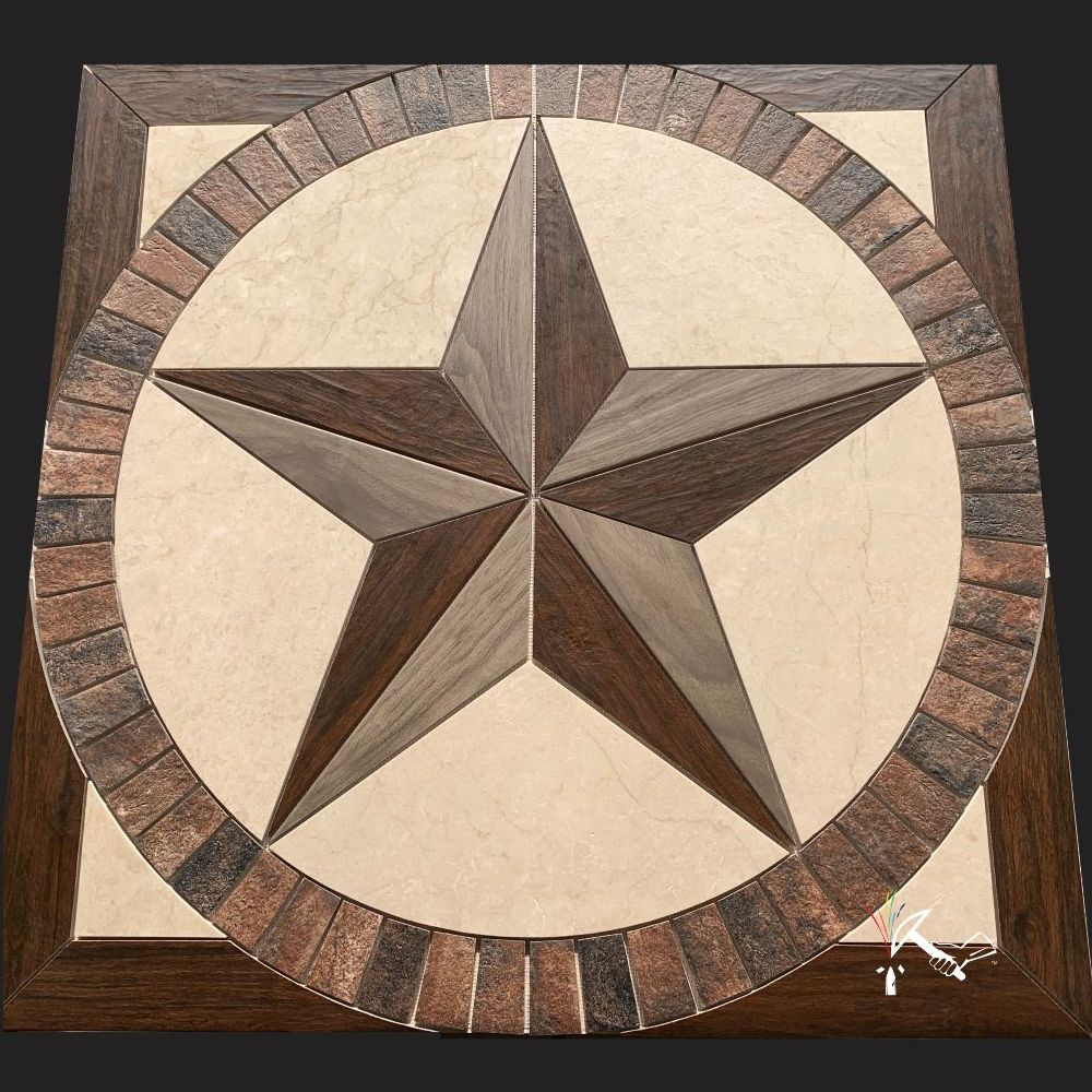 Texas Star Floor Medallion - Customized with Your Choice of Tile